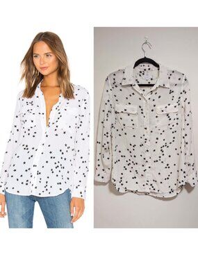 Equipment | Slim Signature Silk Star Print Shirt In Nature White